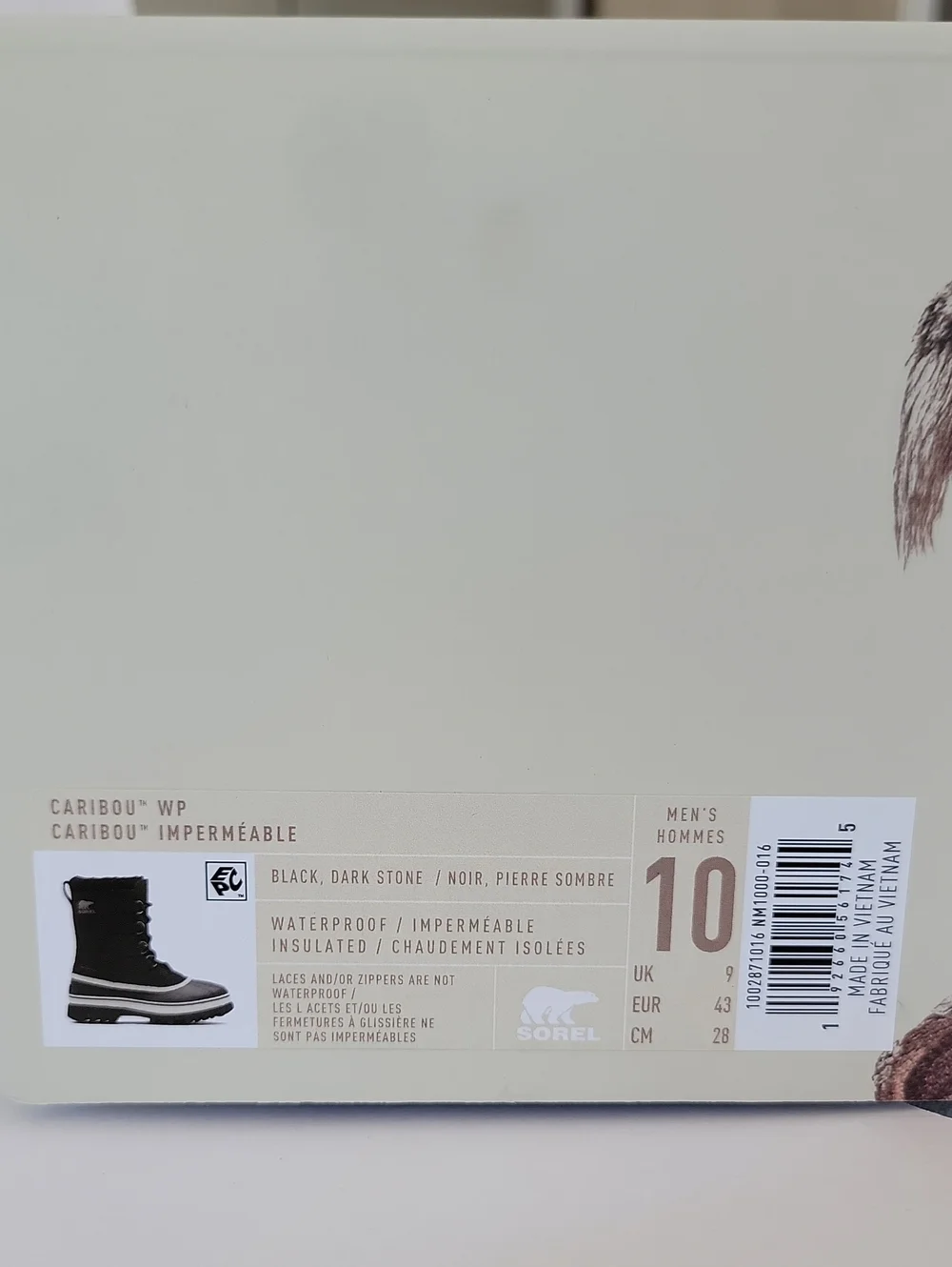 SOREL Caribou Men's Waterproof Insulated Leather Snow Boots Black/Dark Stone